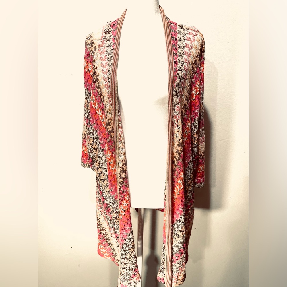 Zozo cardigan poncho cottage Core colorful Y2K stripes see through women’s 2X - Picture 5 of 9